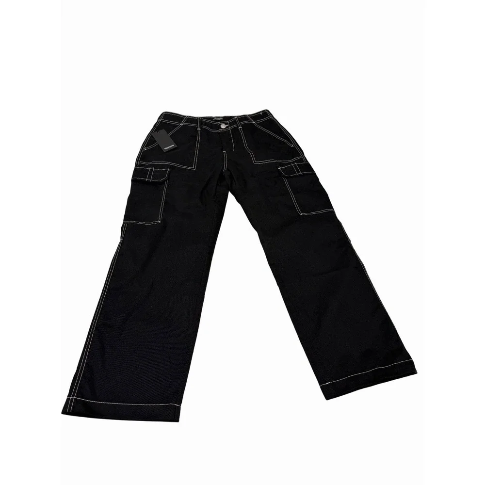 True Religion Mens Bobby Baggy Cargo Jet Black Pants Size 32 NWT